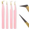 Fiber Tip Lash Tweezers For Eyelash Extension 4 Pcs Tweezers Professional Artist Tech Work Kit Tools,Best Volume Eyelash Lashes Extensions Precision Supplies Volume Boot 90 45 Degree(Pink) view 1