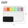 BCRMPT Chenille Letter Bag Clear Flat Pouch, Multi-Purpose PVC & Nylon Cosmetic Bag, Travel Makeup Pouch With Zipper for Women, Gym, Beach (White-Snacks) view 3