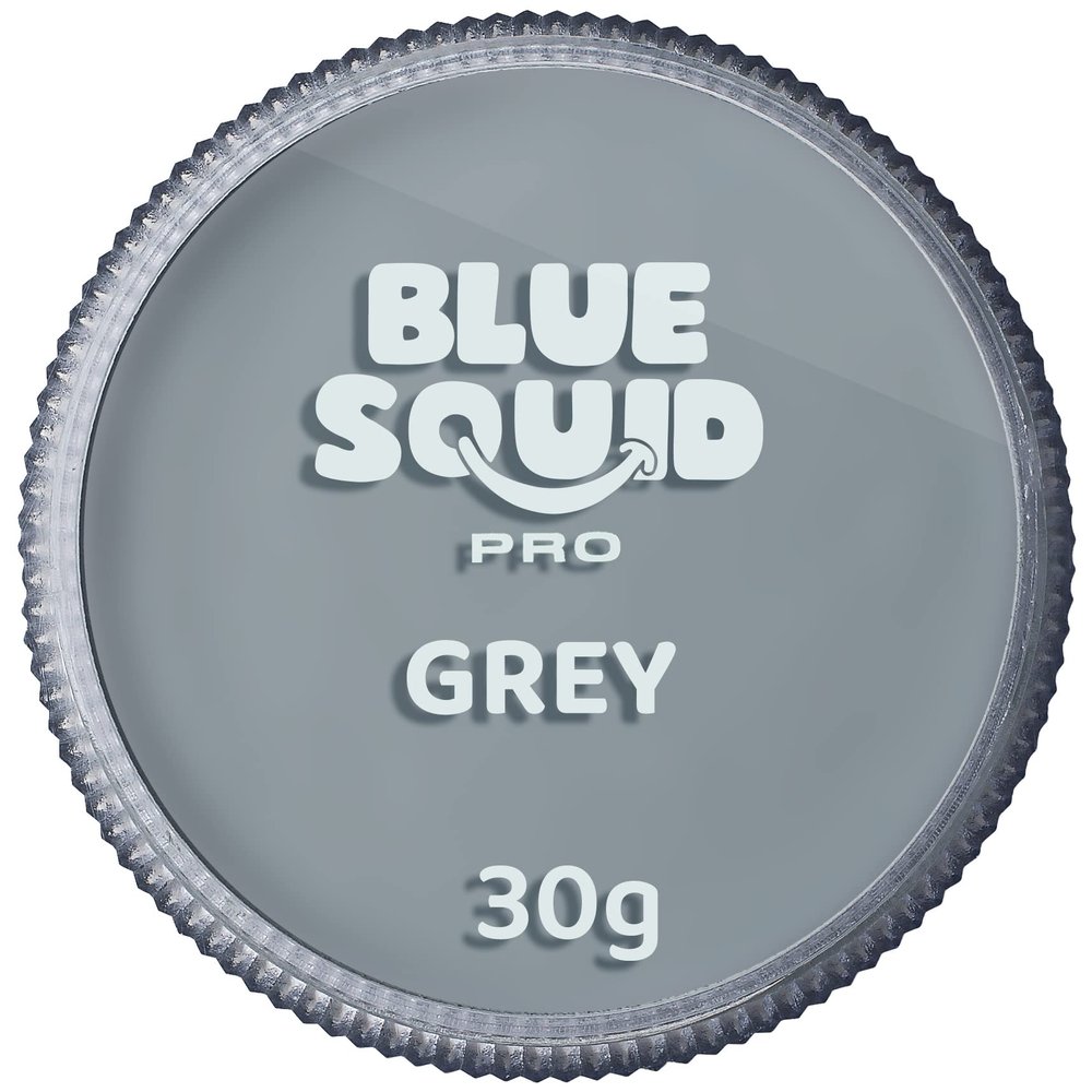 Blue Squid Face Paint Water Based Single Cake Professional Face Paint & Body Paint - Water Activated, Kids Adults Face Painting for Costume, Halloween Makeup, Cosplay - Classic Grey Face Paint 30g