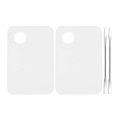 CALLARON 2sets Pigment Mixing Plate Makeup Spatula for Nail Art Easy to Clean Cosmetic Palette for Mixing Colors Nail Designs for Professionals and Home Use
