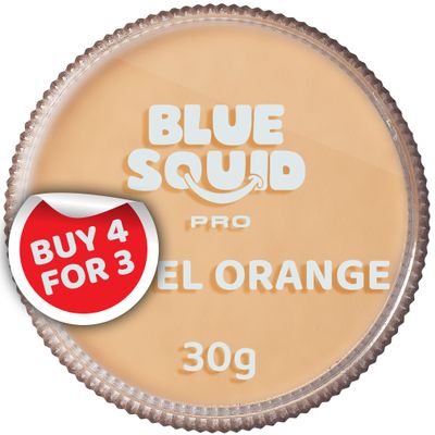 Blue Squid Face Paint Water Based Single Cake Professional Face Paint & Body Paint - Water Activated, Kids Adults Face Painting for Costume, Halloween Makeup, Cosplay - Pastel Orange Face Paint 30g