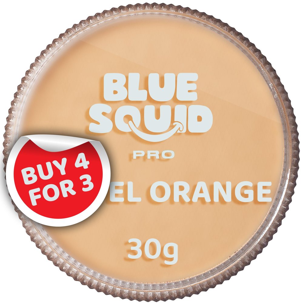 Blue Squid Face Paint Water Based Single Cake Professional Face Paint & Body Paint - Water Activated, Kids Adults Face Painting for Costume, Halloween Makeup, Cosplay - Pastel Orange Face Paint 30g
