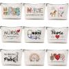 Pinkunn 9 Pcs Christmas Gifts Nurse Makeup Bags Nursing Gifts for Women Cosmetic Bag with Zipper Nursing Travel Toiletry Bag Survival Kit for Birthday Gift Funny for Nurses Student Thank You view 1
