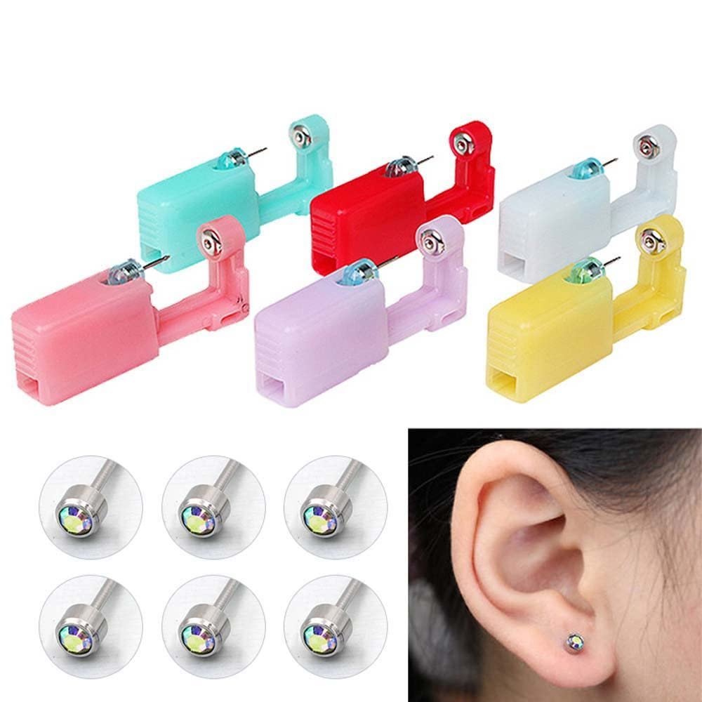 REBABA 1 Pc Self Ear Piercing Tool Disposable Ear Piercing Kit Safety Ear Nose Lip Piercing Tools with 1 Pc Ear Stud(1 pcs tool with 1 pcs ear stud-07)