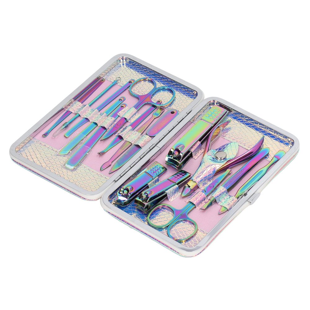 16Pcs Manicure Pedicure Set Nail Clipper Set,High Sharpness Stainless Steel Color Coating Multifunction Nail Clipper Set for Finger Nail Toenail,Portable Travel & Grooming Kit Tools, Manicure Set