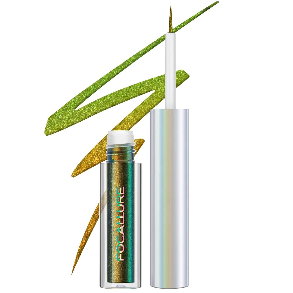 FOCALLURE Chameleon Liquid Eyeliner,Intense Color Shifting Eyeliner Pen,Metallic Multi-Reflective Finish,Sweatproof,Smudge-proof,Ultra-Fine Tip,MATCHA JADE