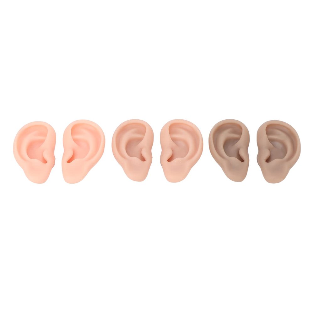 Professional Ear Piercing Model, 3 Pairs 3 Colors Silicone Ear Model