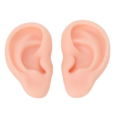 1 Pair Silicone Ear Model Soft Flexible Simulation Ear Model for Earrings Display Ear Piercing Exercise (Light Skin Color)