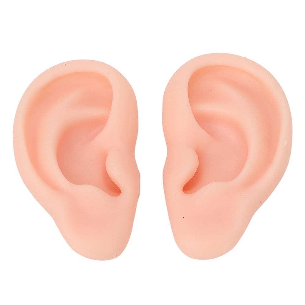 1 Pair Silicone Ear Model Soft Flexible Simulation Ear Model for Earrings Display Ear Piercing Exercise (Light Skin Color)