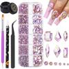 Nail Rhinestones Kit Round Flat Back Rhinestones 1500Pieces Multi Shape Pink AB Nail Gems 10ml Gel Nail Glue with Nail Crystals Diamonds Jewelry Rhinestones for Nail Design DIY Crafts Decoration view 1