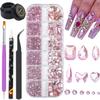 Nail Rhinestones Kit Round Flat Back Rhinestones Multi Shape 10ml Gel Nail Glue with Pink Nail Gems Nail Crystals Diamonds Jewelry Rhinestones for Nail Design DIY Crafts Decoration view 1