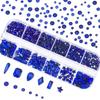 Nail Rhinestones Kit Round Flat Back Rhinestones 1500Pieces Multi Shape Blue Nail Gems 10ml Gel Nail Glue with Nail Crystals Diamonds Jewelry Rhinestones for Nail Design DIY Crafts Decoration view 2