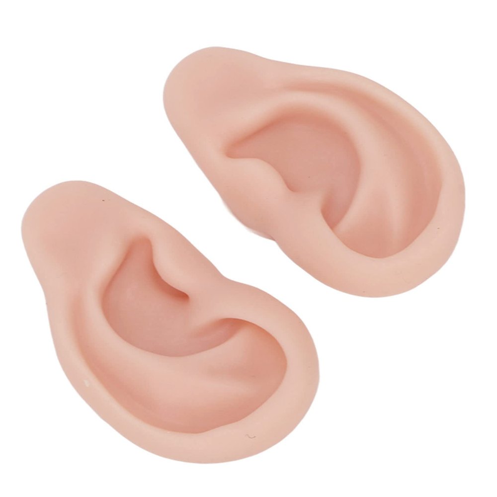1 Pair Silicone Ear Model Soft Flexible Simulation Ear Model for Earrings Display Ear Piercing Exercise (Medium Skin Color)