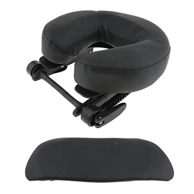 Massage Table Headrest - Height Can Be Adjusted - Soft Face Down Cradle Cushion with Pu Leather Cover - Hanging Arm Rest - Pack of 3 - Black
