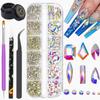 Nail Rhinestones Kit Round Flat Back Rhinestones 1500Pieces Multi Shape AB Nail Gems 10ml Gel Nail Glue with Nail Crystals Diamonds Jewelry Rhinestones for Nail Design DIY Crafts Decoration view 1