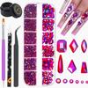 Nail Rhinestones Kit Round Flat Back Rhinestones 1500Pieces Multi Shape Red AB Nail Gems 10ml Gel Nail Glue with Nail Crystals Diamonds Jewelry Rhinestones for Nail Design DIY Crafts Decoration view 1
