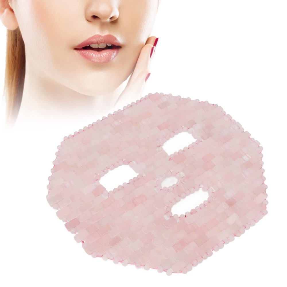 Jade Mask, Face Massage Jadestone Sleeping Cover for Spa Dark Circles (Rose Quartz)
