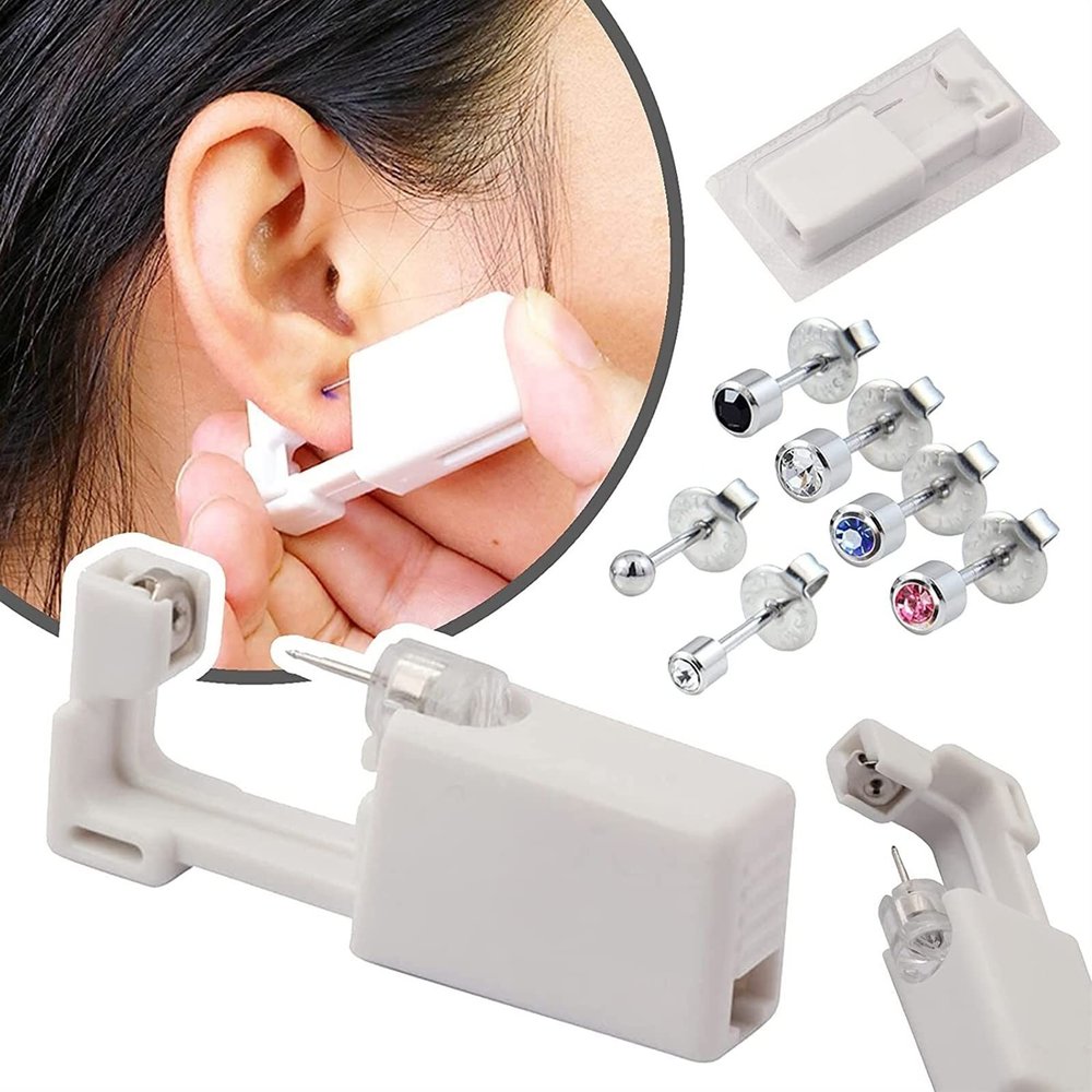RACOE Painless Professional Self Ear Piercing Gun Kit,1 PCS Piercer and Ear Studs Safety Ear Nose Piercing Tools Kit Self Earrings Stud Tools,Home Ear kit Tools (Color : A)