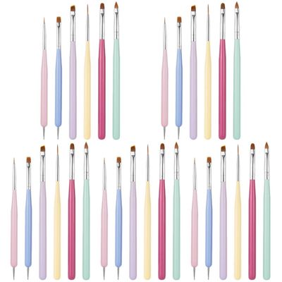 FRCOLOR 30pcs Dual-tipped Nail Art Painting Pens Macaron Style Manicure Tools for Creative Nail Design and Art Projects