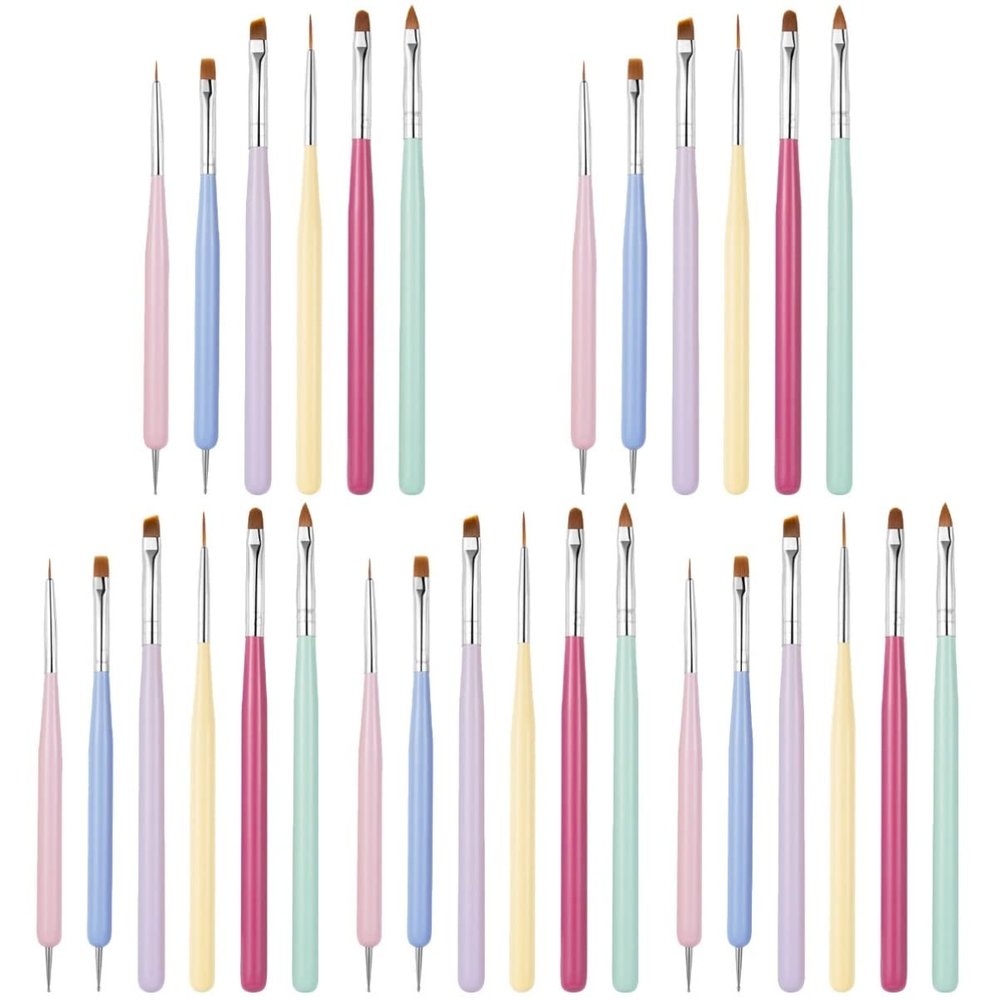 FRCOLOR 30pcs Dual-tipped Nail Art Painting Pens Macaron Style Manicure Tools for Creative Nail Design and Art Projects
