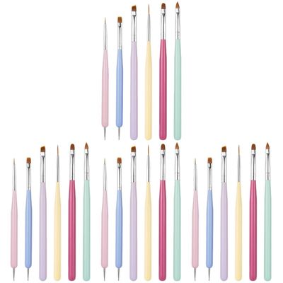 FRCOLOR 24pcs Nail Art Painting Pens Dual-ended Manicure Brushes for Creative Nail Designs Lightweight and Comfortable Handle for Home and Salon Use
