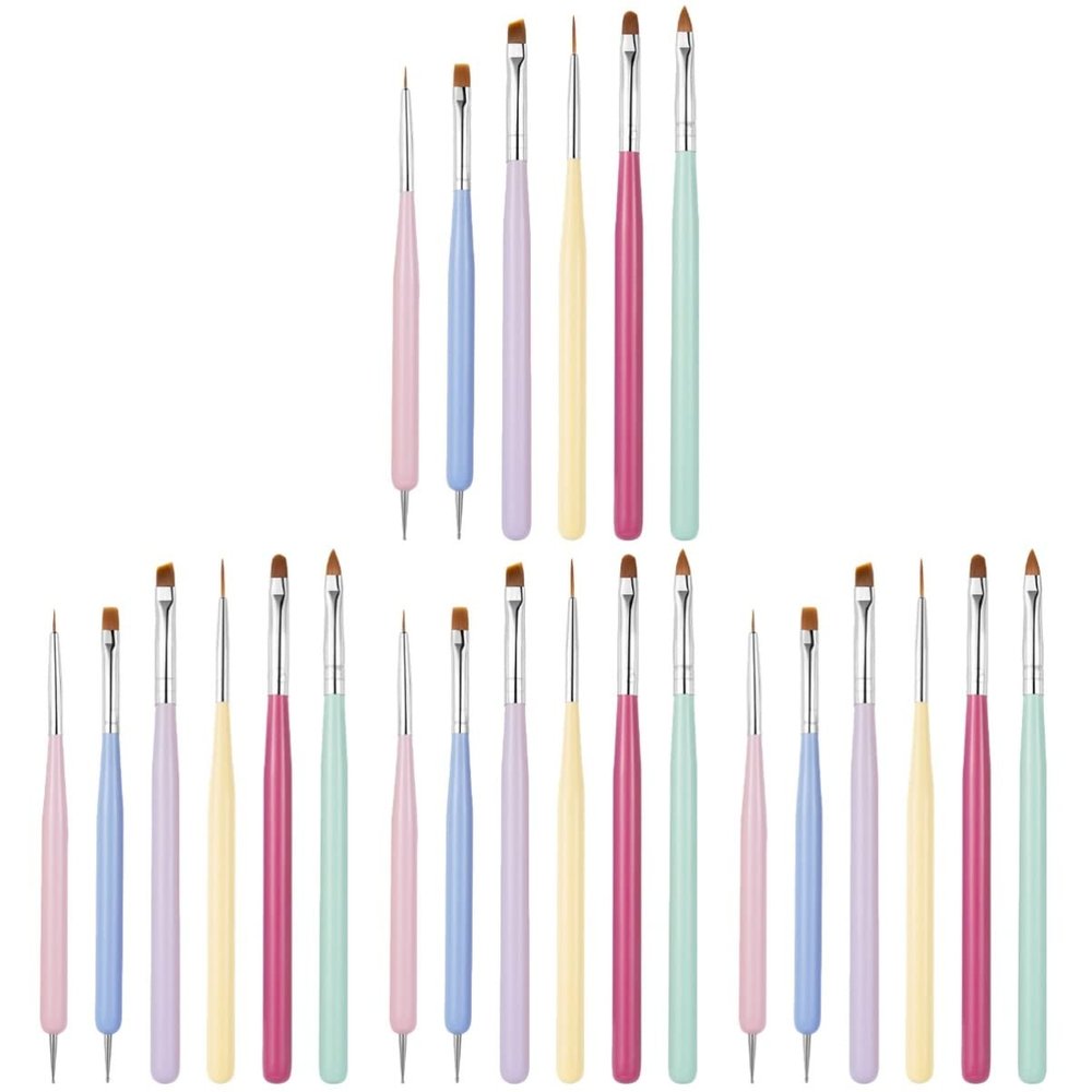FRCOLOR 24pcs Nail Art Painting Pens Dual-ended Manicure Brushes for Creative Nail Designs Lightweight and Comfortable Handle for Home and Salon Use