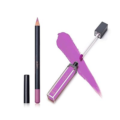 ADEN - 2 in 1 Matte Liquid Lipstick & Lip liner Set 7ML Non-Smudge Quick Drying Highly Pigmented Long Duration with Hydration Made Italy (10 Cerise)