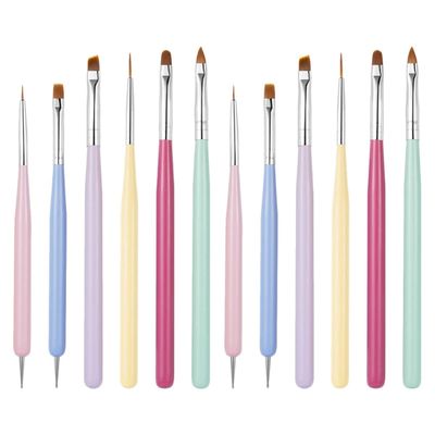 FRCOLOR 12pcs Dual- Nail Art Pens for Manicure Macaron Design Smooth Brush for Creative Nail Painting and Design