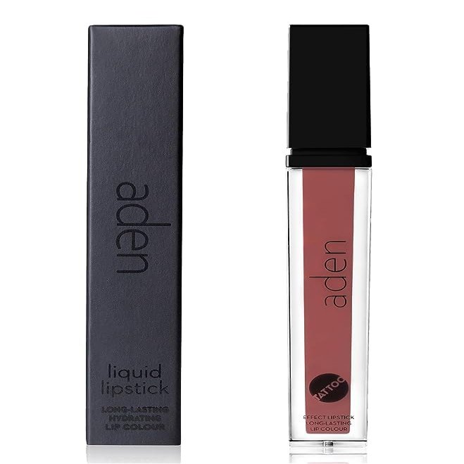 ADEN Tattoo Matte Lipstick - 7ML - Highly Pigmented - Provides Non-Shinny, Non Smudging and Velvety Finish  Water Proof Made in Italy (01 Nude Chocolate)