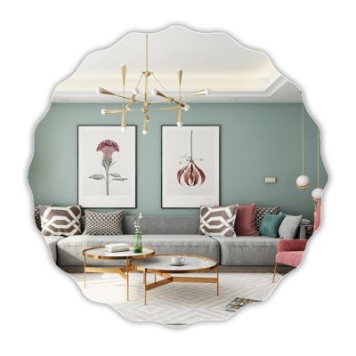 20cm Wavy Round Mirror, Acrylic Vanit Mirror, HD/Anti-Drop, Stick-on, Living Room Decorative Mirror, 30cm, 40cm, 50cm (Size : 50cm/19.7in)