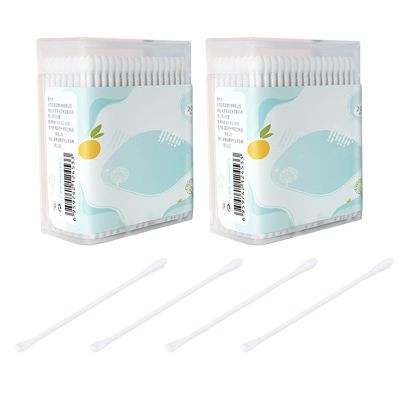 Kisangel Baby Cotton Swabs 400Pcs Double-Tip Safety Cotton Buds for Infant Ear Wax Removal and Nose Cleaning Soft Paper Sticks for Delicate Skin Care