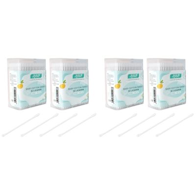 Kisangel Baby Cotton Swabs 400 Pcs Double-Ended Ear Cleaning Swabs for Infant Nose and Ear Hygiene Soft Disposable Earpick Cotton Swabs