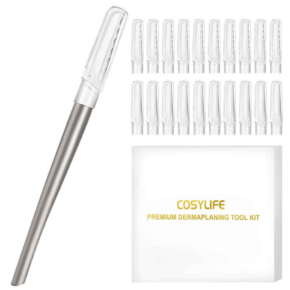 COSYLIFE Dermaplaning Tool for Face, 20 Blade Refills, Dermaplane Razor for Face, Hair Remover Blade for Eyebrows and Peach Fuzz, Facial Shaver for Women That Helps Exfoliate and Smooth The Skin