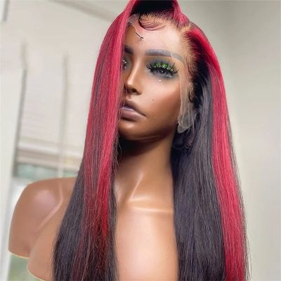 Youllyuu 13X6 Lace Front Wig Women Red Colored Curly Human Hair Wigs Pre Plucked Brazilian Glueless Wigs 4x4 Closure Wig 28in#180%
