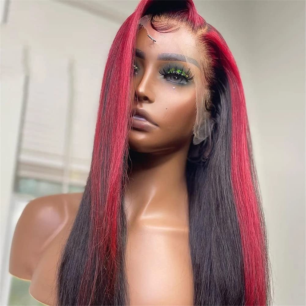 Youllyuu 13X6 Lace Front Wig Women Red Colored Curly Human Hair Wigs Pre Plucked Brazilian Glueless Wigs 4x4 Closure Wig 28in#180%