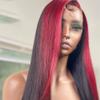 Youllyuu 13X6 Lace Front Wig Women Red Colored Curly Human Hair Wigs Pre Plucked Brazilian Glueless Wigs 4x4 Closure Wig 28in#180% view 3