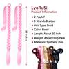 2 Pack Pink Long Braided Ponytail Extension with Hair Tie Straight Wrap Around Hair Extensions Ponytail Natural Soft Synthetic Hair Piece for Women view 2