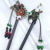 4 Pcs Japanese Chinese Hair Stick Retro Wooden Hairpin Butterfly Flower Hair Chopsticks Vintage Hanfu Pins Headdress Classic Hair Fork for Long Hair Women view 3