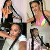 2 Pack Long DIY Braided Ponytail Extension with Hair Tie Straight Wrap Around Hair Extensions Ponytail(1B#) view 4