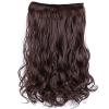 23.6in Synthetic Extensions - Matte Curly Wave 6 Clips Hairpiece for Women - High Temperature Matte Silk Big Wavy Curl Piece - Black/Dark Brown view 1