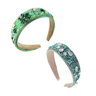 DouuYuhet 2Pcs Ladies Fashion Headband, Personality Rhinestone Decoration Candy Color Headband Girls Women Headband Party Headband Accessories Accessories Jewelry (grass green, green)