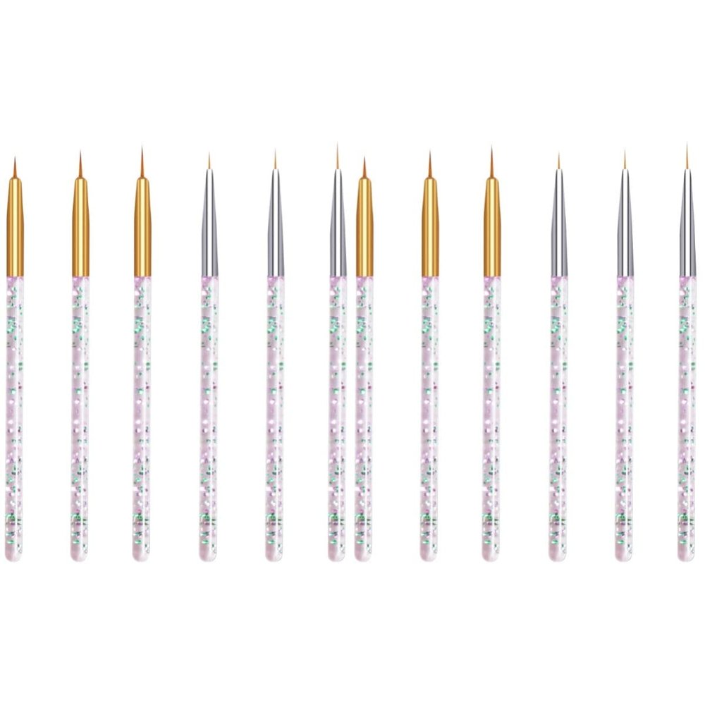 LALAFINA 12pcs Acrylic Nail Art Pen Sequined Rod Brush Nail Tools for Fingernail Brush Decorations