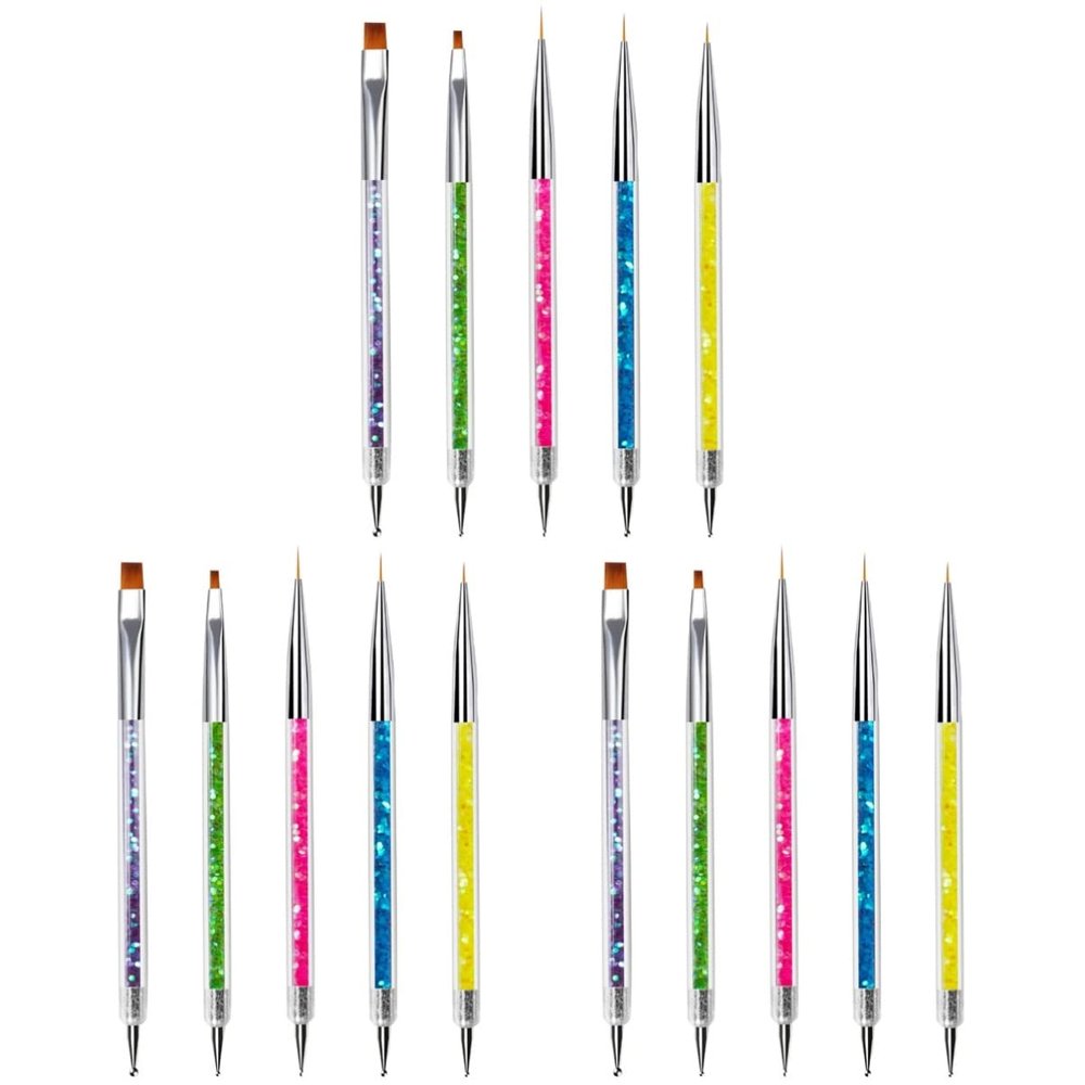 FRCOLOR 15pcs Double-headed Nail Art Pen for Manicures Portable Dual Purpose Colored Drawing Tool and Dotting Features for Home and Salon Use