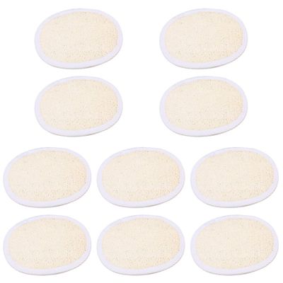 FRCOLOR 10pcs Loofah Body Scrubber Natural Sponges for Shower Exfoliating Loofah Pads Soft Handle