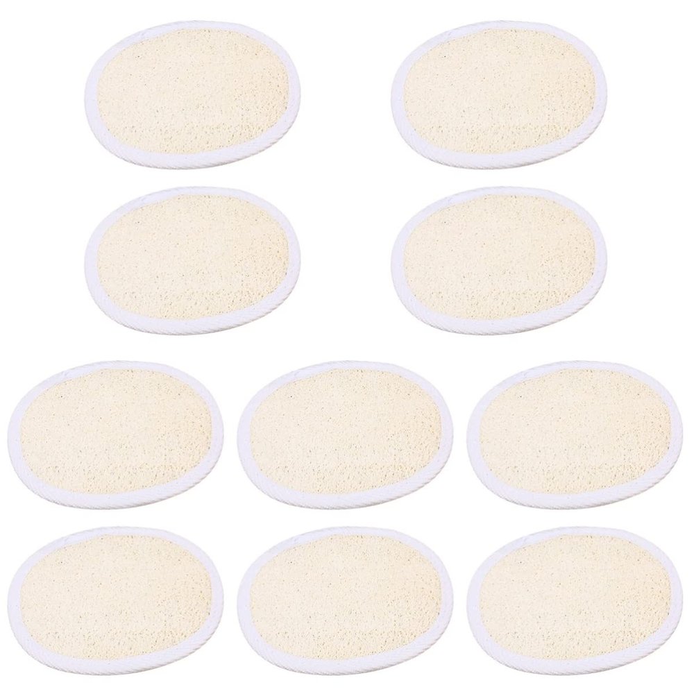 FRCOLOR 10pcs Loofah Body Scrubber Natural Sponges for Shower Exfoliating Loofah Pads Soft Handle