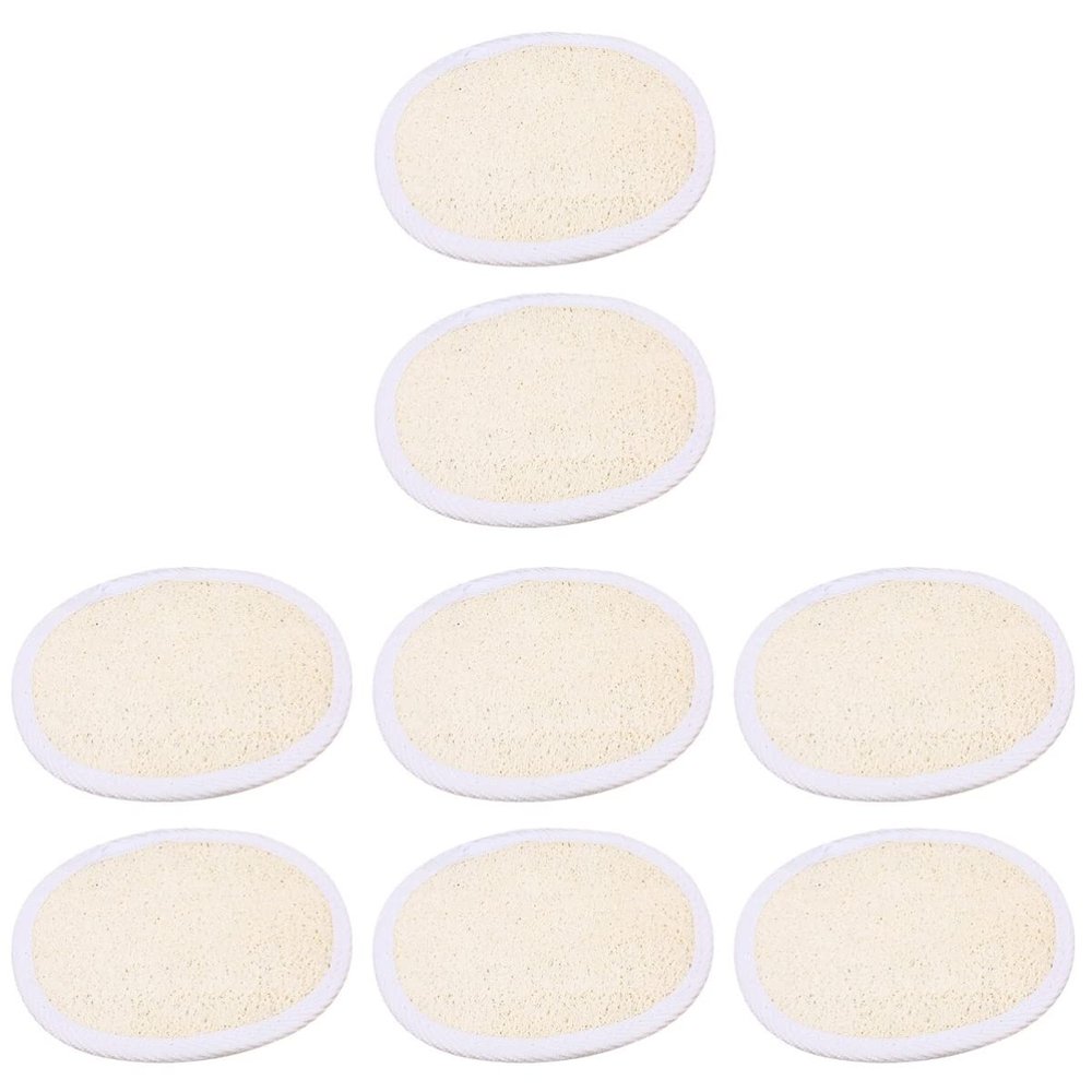 FRCOLOR 8pcs Natural Loofah Pads for Shower Body Brush Exfoliating Bath Scrubber Gentle Skin Care