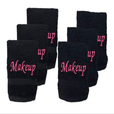 Makeup Remover Towels. Fingertip Face Reusable Washcloths. Embroidered, 100% Soft Cotton. Facial Cleansing. Pack of 6.