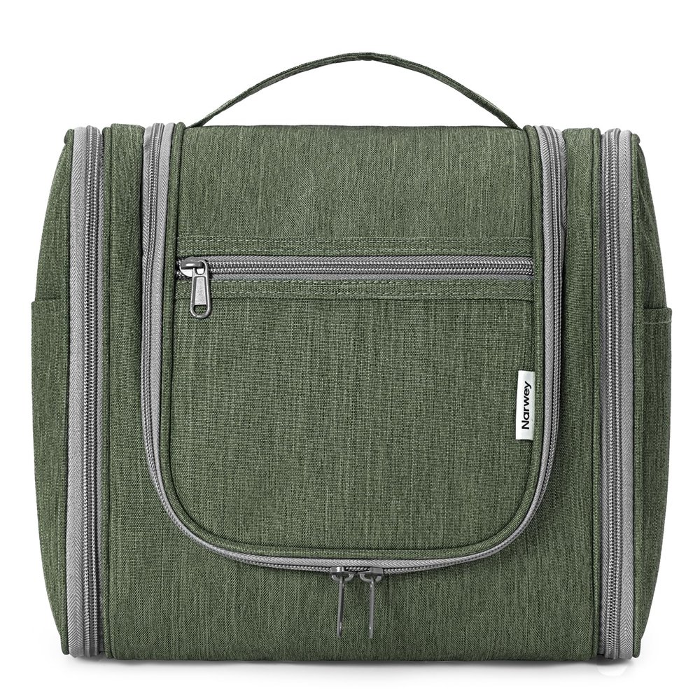 Narwey Hanging Toiletry Bag for Women Travel Makeup Bag Organizer Toiletries Bag Men for Cosmetics Essentials Accessories (Large, Army Green)