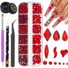 Nail Art Rhinestones Red Flat Back Rhinestones for Makeup Nail Gems Nail Crystals Diamonds Jewelry Rhinestones for Face and Nail Design DIY Crafts Decoration view 1