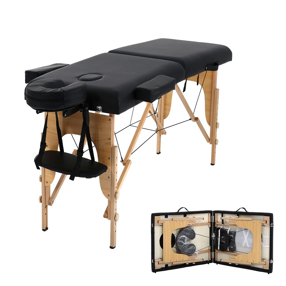 24 In Wide Massage Tables Portable Lash Bed 73 inch Tattoo Table, Height Adjustable Portable Spa Bed, 2 Folding Chiropractic Table w/Carry Case/Face Cradle/Hand Pallet for Travel Physical Therapist